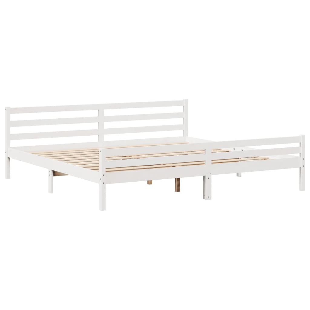 Bedframe met hoofdeinde zonder matras 200x200 cm wit is nu te koop bij PeponiXL, paradijselijk wonen!
