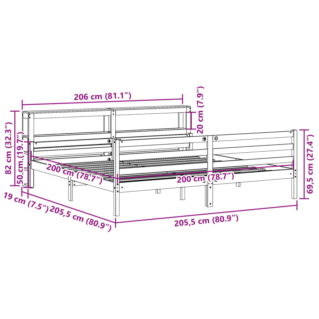 Bedframe met hoofdeinde zonder matras 200x200 cm wit is nu te koop bij PeponiXL, paradijselijk wonen!