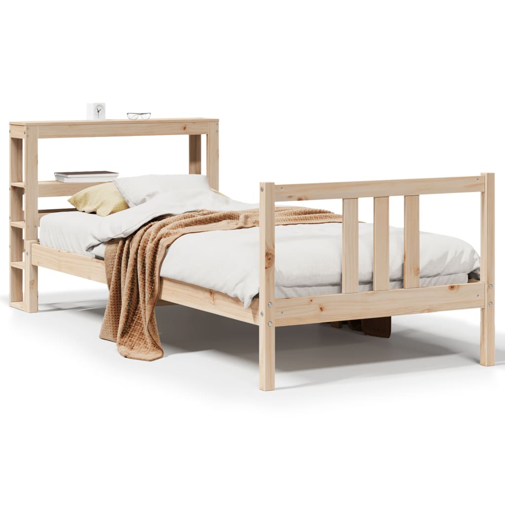 Bedframe met hoofdbord massief grenenhout 75x190 cm is nu te koop bij PeponiXL, paradijselijk wonen!