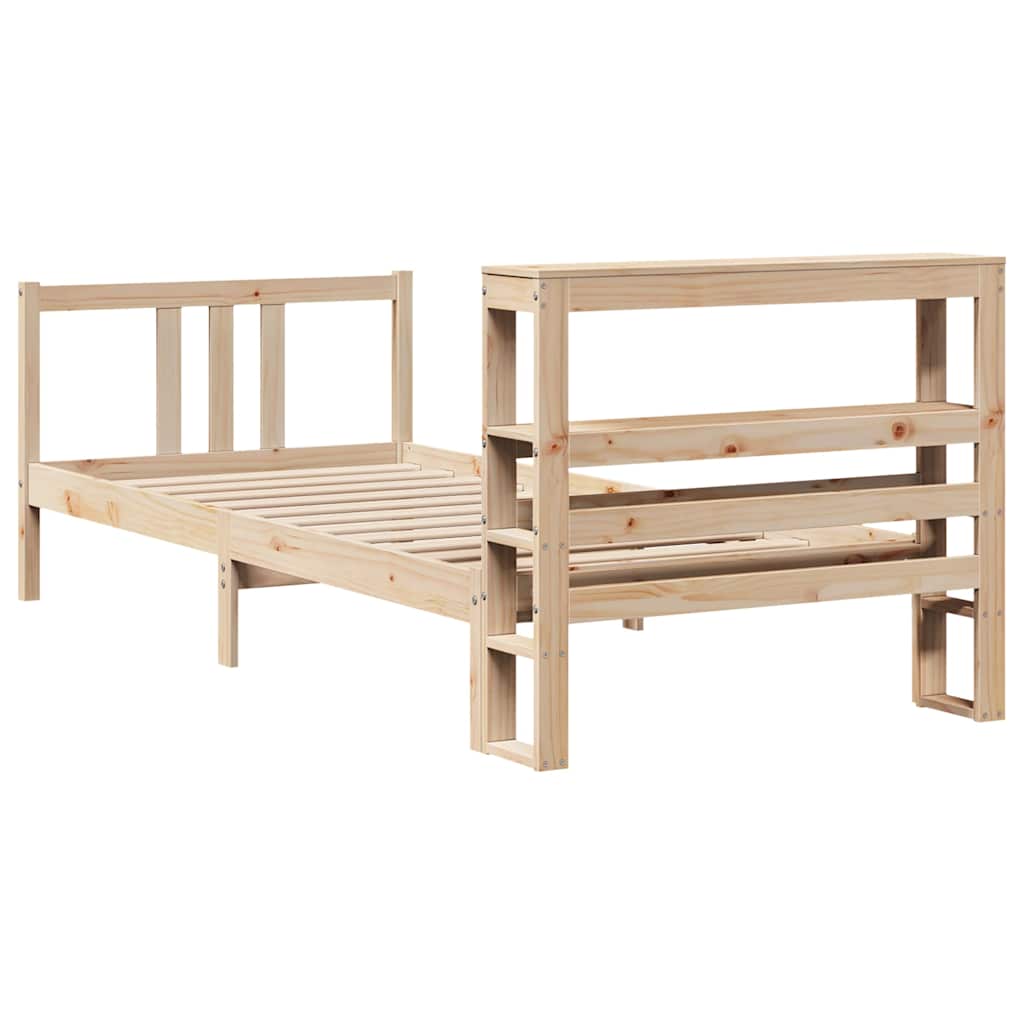 Bedframe met hoofdbord massief grenenhout 75x190 cm is nu te koop bij PeponiXL, paradijselijk wonen!