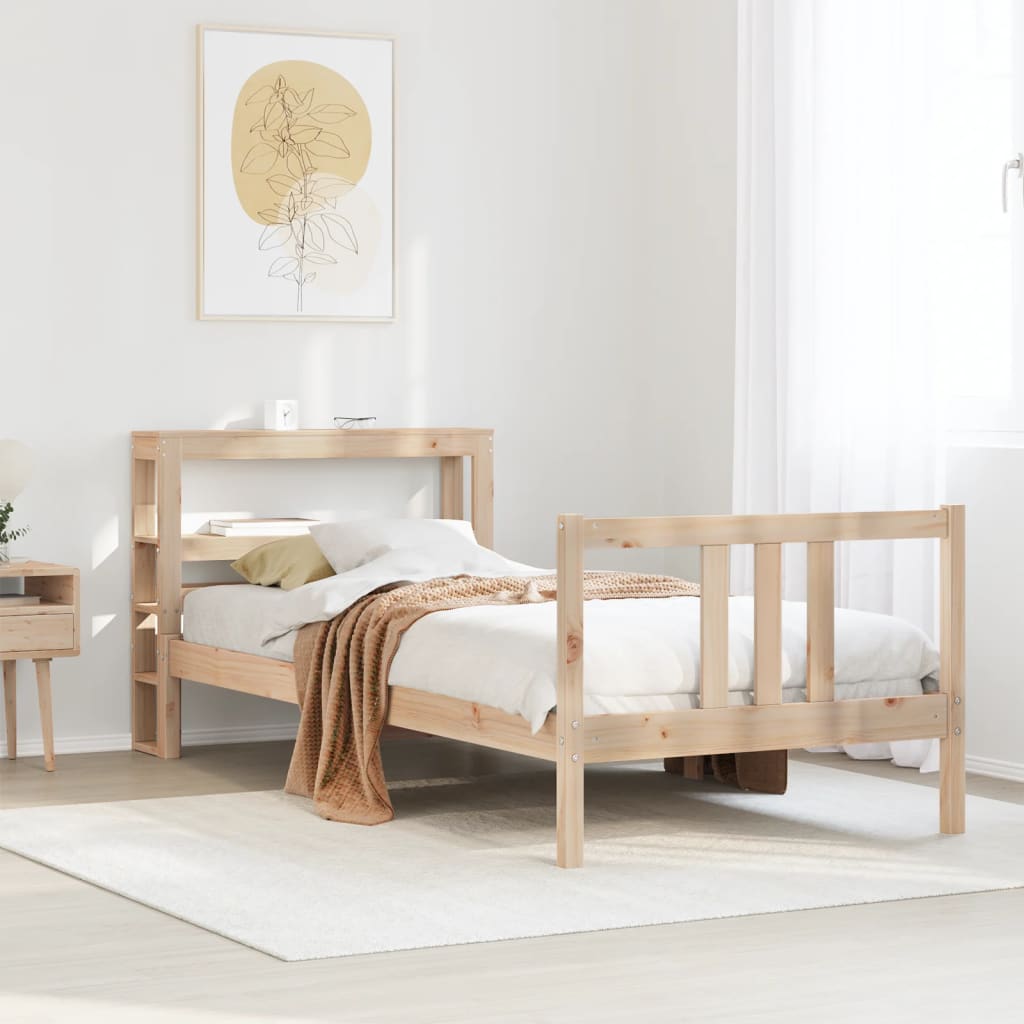 Bedframe met hoofdbord massief grenenhout 75x190 cm is nu te koop bij PeponiXL, paradijselijk wonen!