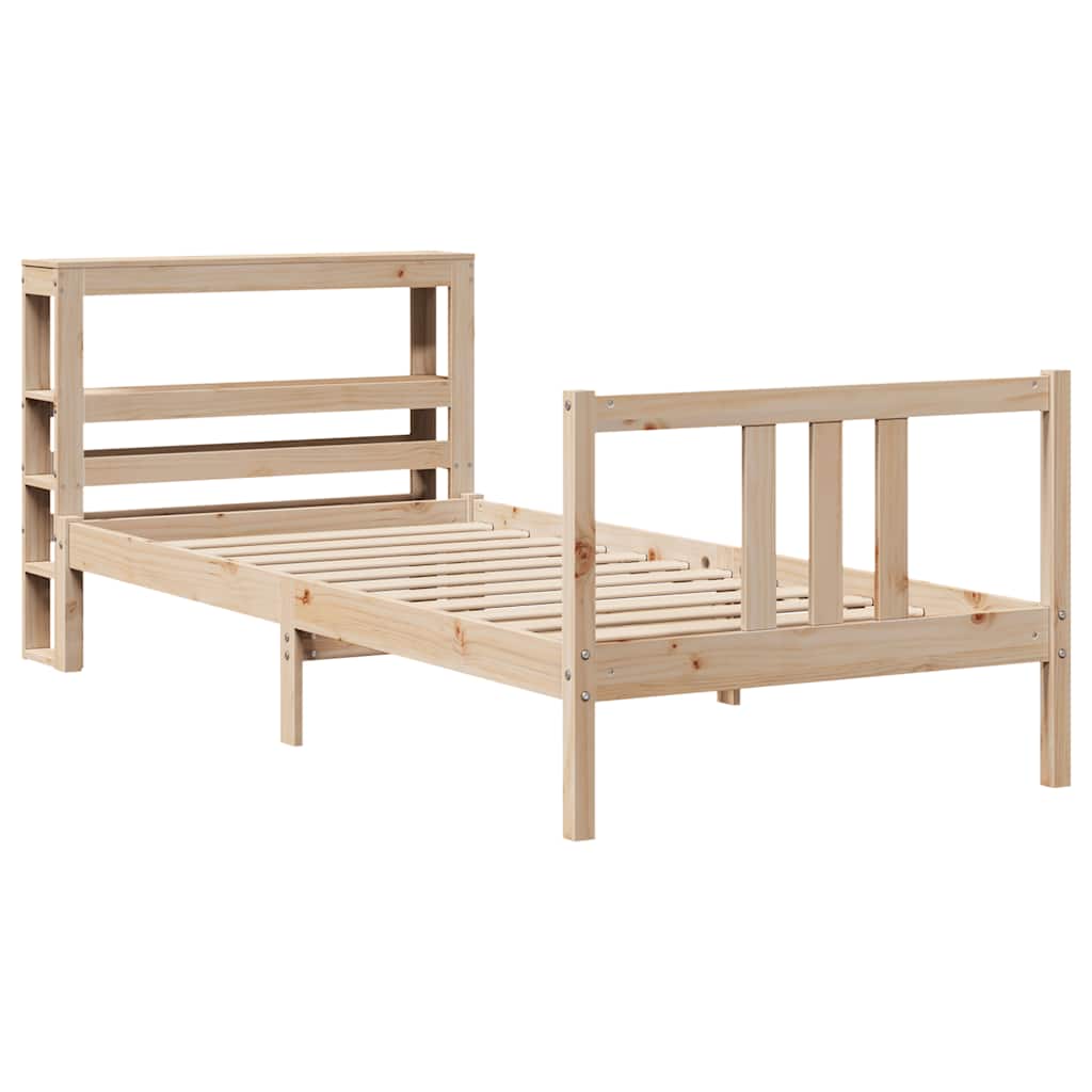 Bedframe met hoofdbord massief grenenhout 90x190 cm is nu te koop bij PeponiXL, paradijselijk wonen!