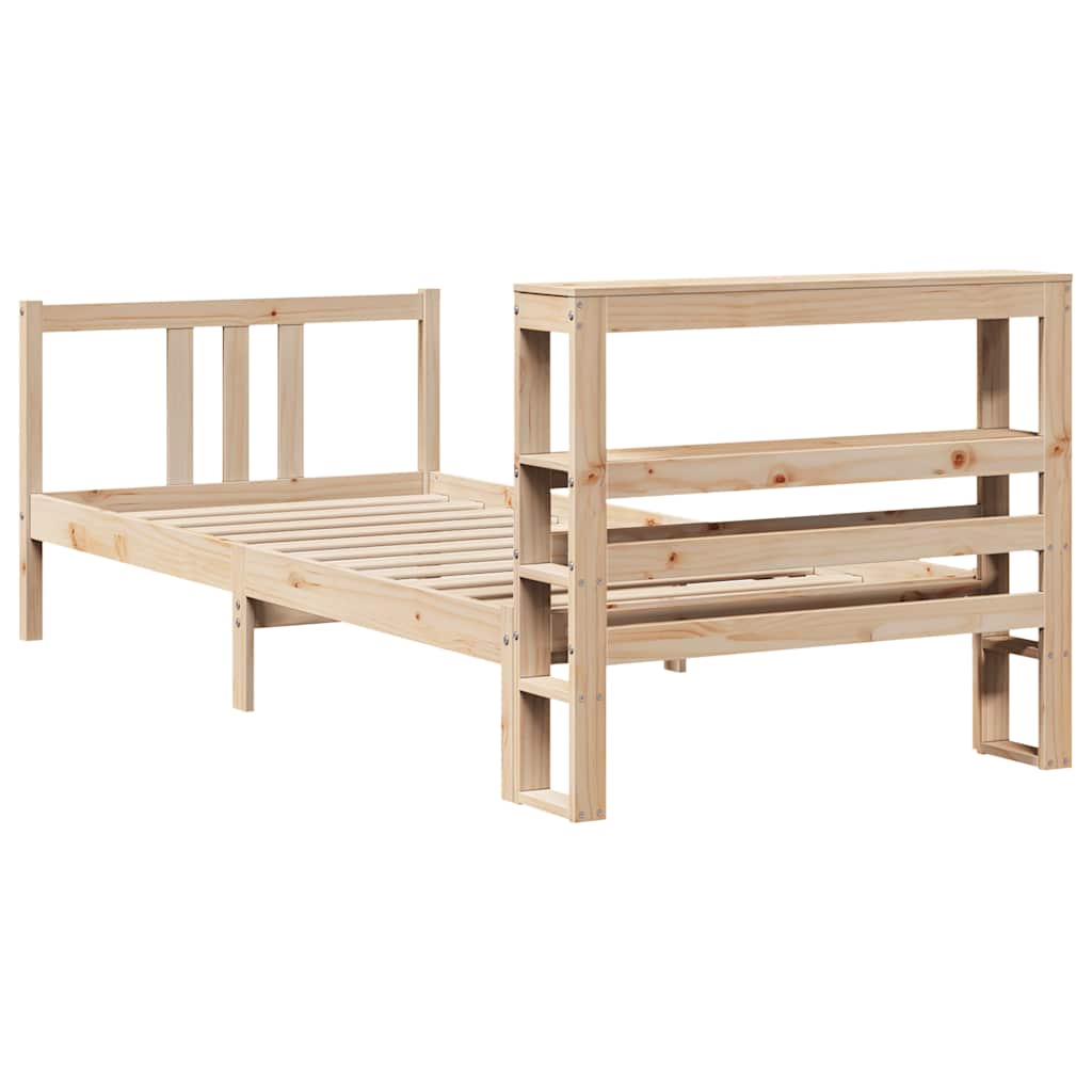 Bedframe met hoofdbord massief grenenhout 90x190 cm is nu te koop bij PeponiXL, paradijselijk wonen!