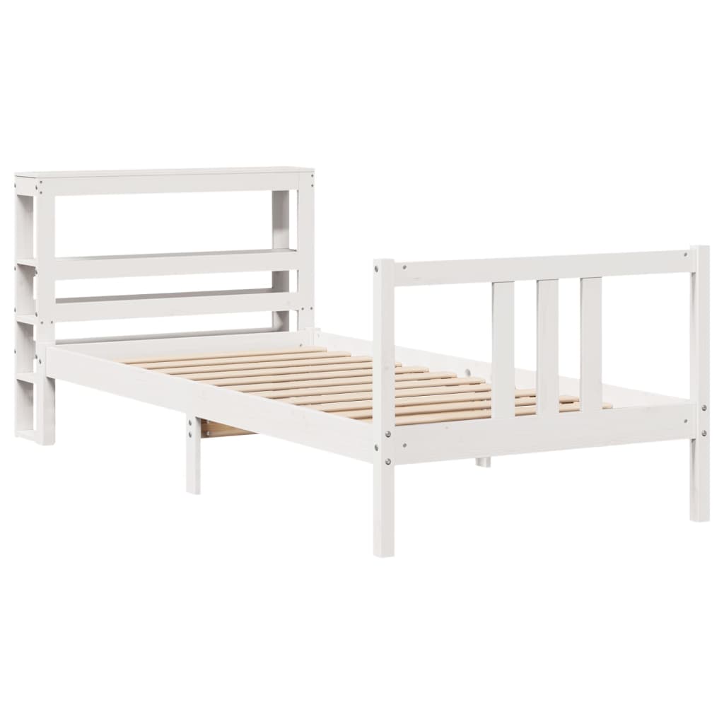 Bedframe met hoofdeinde zonder matras 90x200 cm wit is nu te koop bij PeponiXL, paradijselijk wonen!