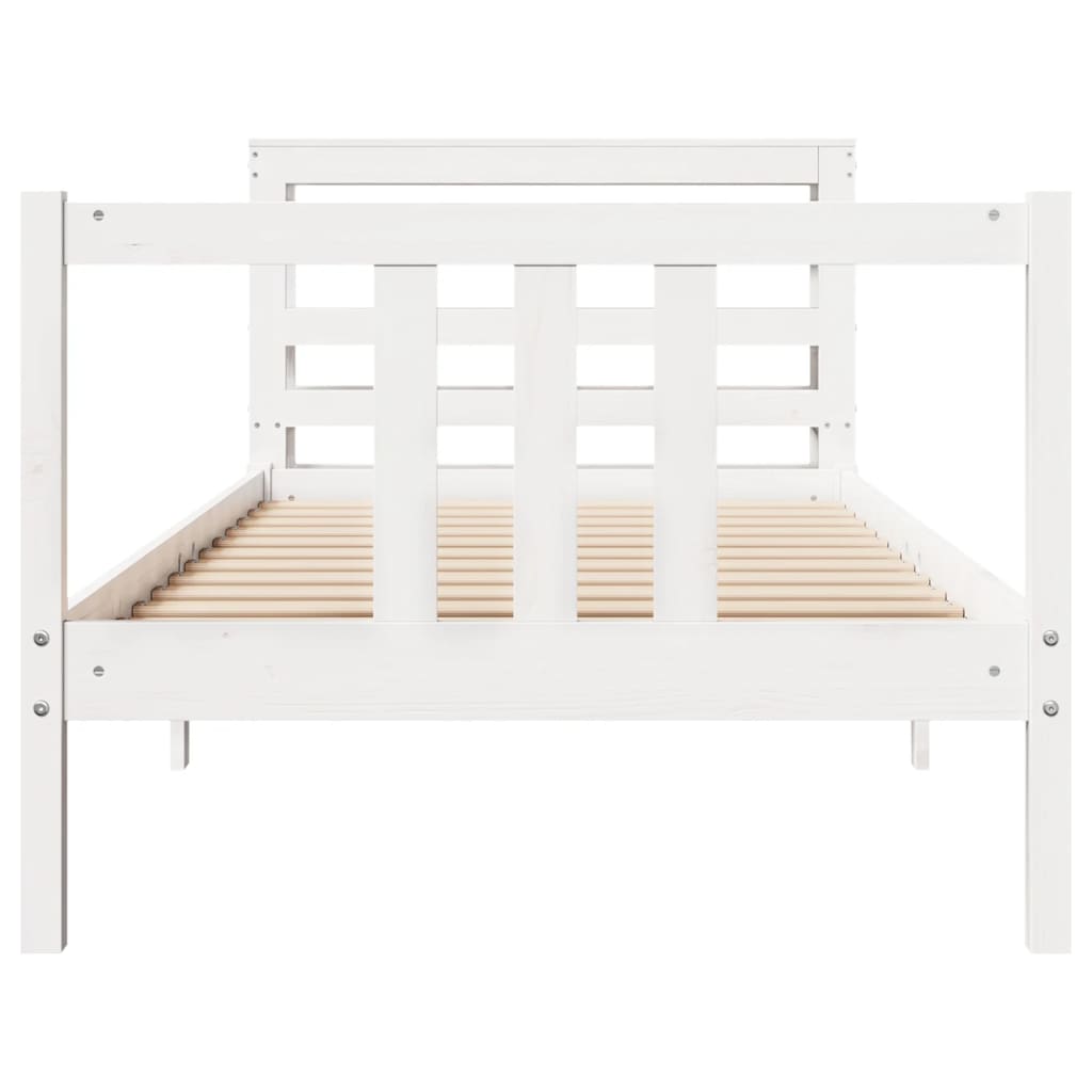 Bedframe met hoofdeinde zonder matras 90x200 cm wit is nu te koop bij PeponiXL, paradijselijk wonen!