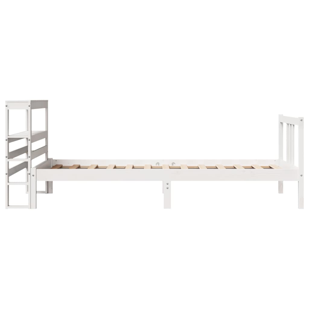 Bedframe met hoofdeinde zonder matras 90x200 cm wit is nu te koop bij PeponiXL, paradijselijk wonen!