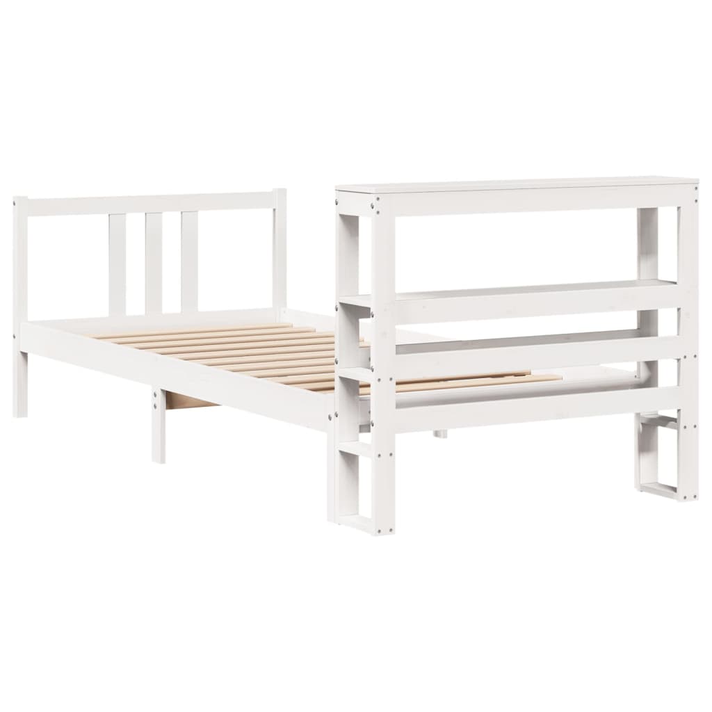 Bedframe met hoofdeinde zonder matras 90x200 cm wit is nu te koop bij PeponiXL, paradijselijk wonen!