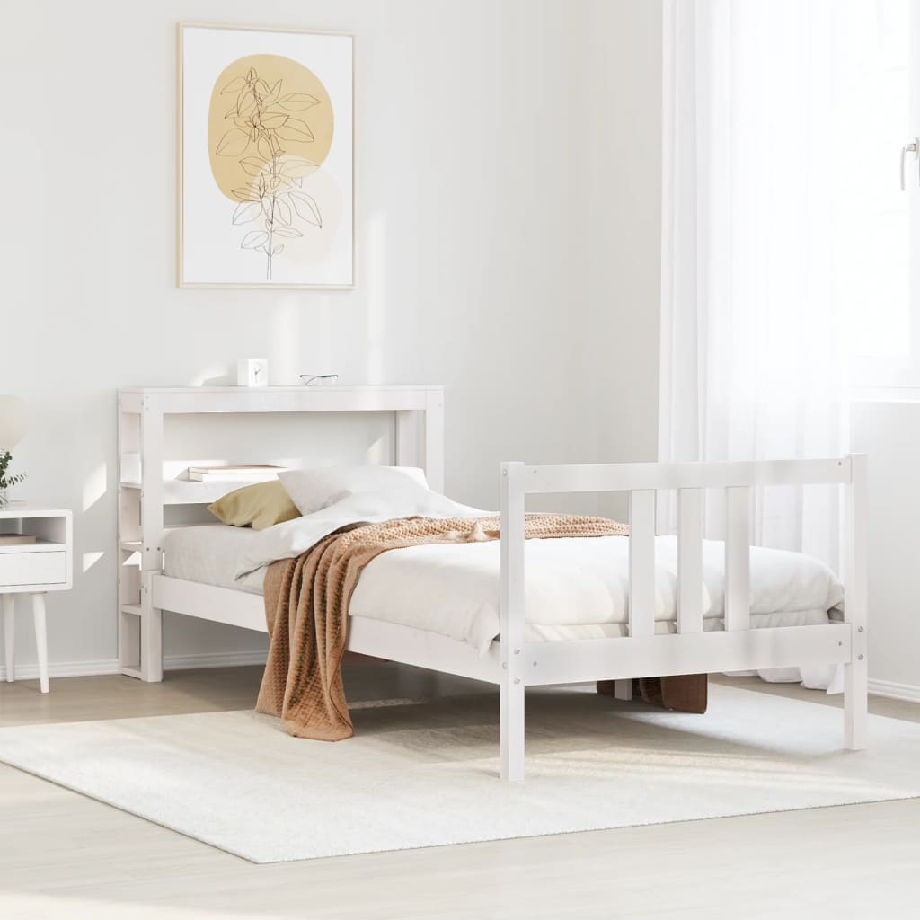 Bedframe met hoofdeinde zonder matras 90x200 cm wit is nu te koop bij PeponiXL, paradijselijk wonen!