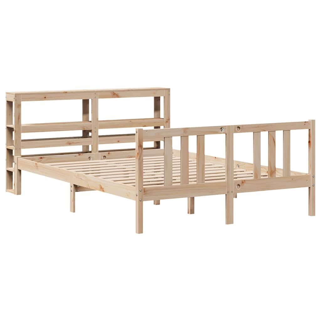 Bedframe met hoofdbord massief grenenhout 120x200 cm is nu te koop bij PeponiXL, paradijselijk wonen!