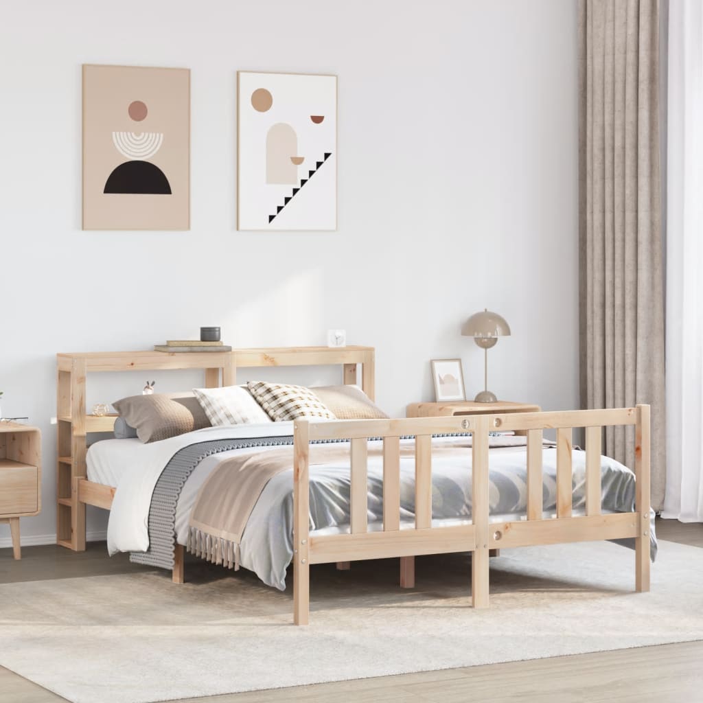 Bedframe met hoofdbord massief grenenhout 120x200 cm is nu te koop bij PeponiXL, paradijselijk wonen!