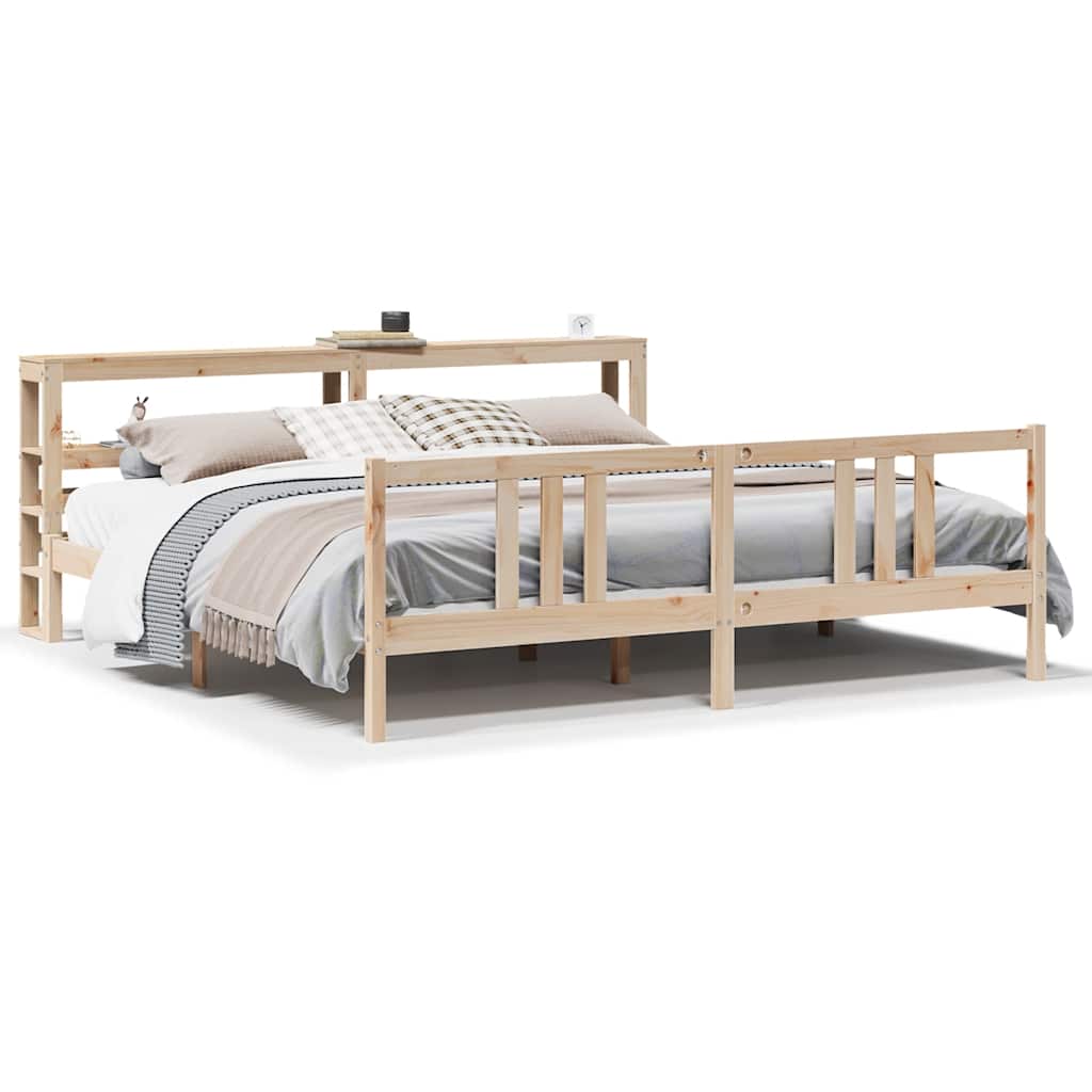 Bedframe met hoofdbord massief grenenhout 200x200 cm is nu te koop bij PeponiXL, paradijselijk wonen!
