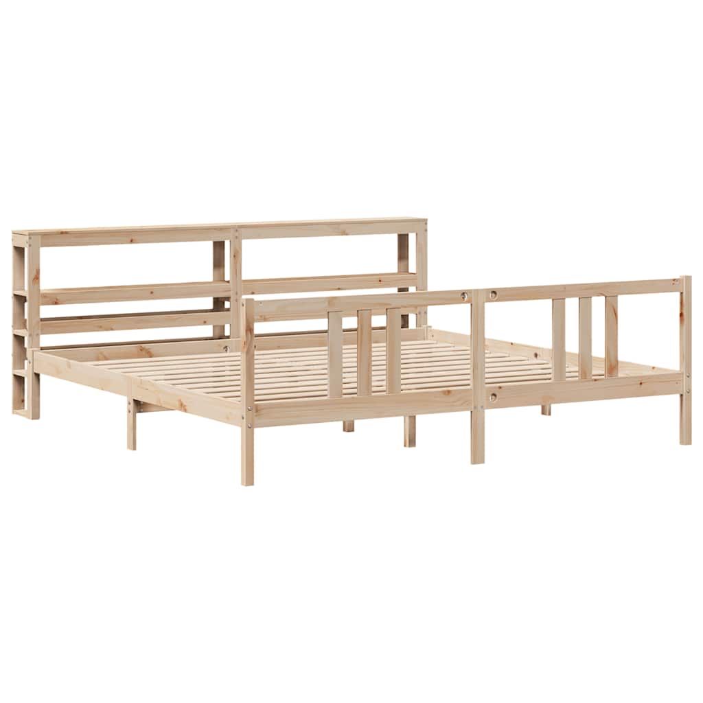 Bedframe met hoofdbord massief grenenhout 200x200 cm is nu te koop bij PeponiXL, paradijselijk wonen!