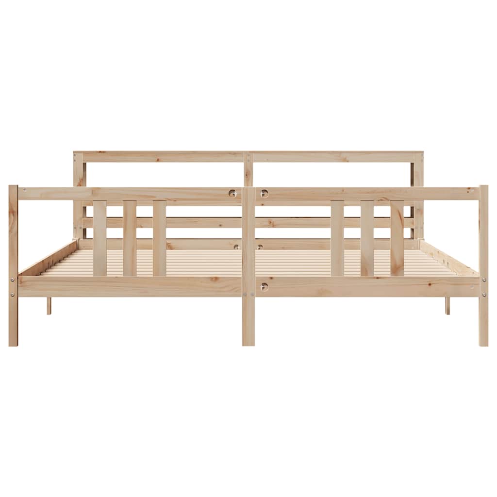 Bedframe met hoofdbord massief grenenhout 200x200 cm is nu te koop bij PeponiXL, paradijselijk wonen!