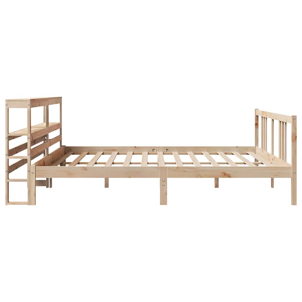 Bedframe met hoofdbord massief grenenhout 200x200 cm is nu te koop bij PeponiXL, paradijselijk wonen!