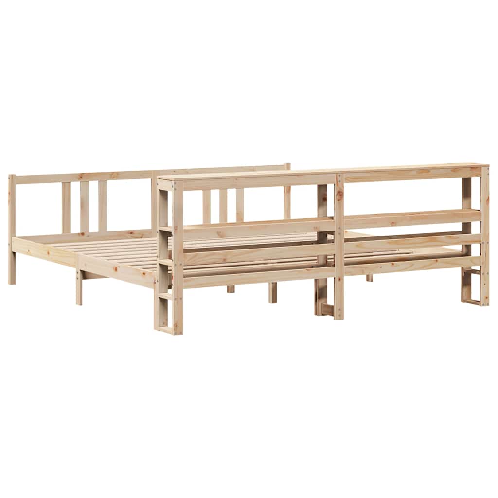 Bedframe met hoofdbord massief grenenhout 200x200 cm is nu te koop bij PeponiXL, paradijselijk wonen!