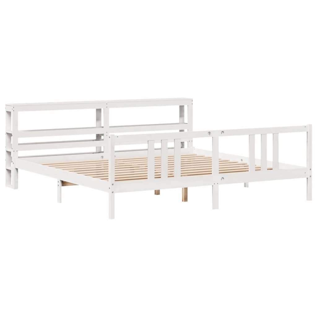 Bedframe met hoofdeinde zonder matras 200x200 cm wit is nu te koop bij PeponiXL, paradijselijk wonen!