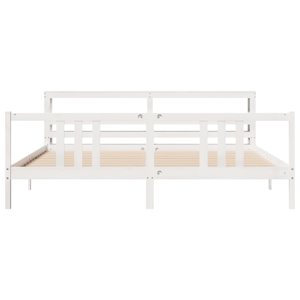 Bedframe met hoofdeinde zonder matras 200x200 cm wit is nu te koop bij PeponiXL, paradijselijk wonen!