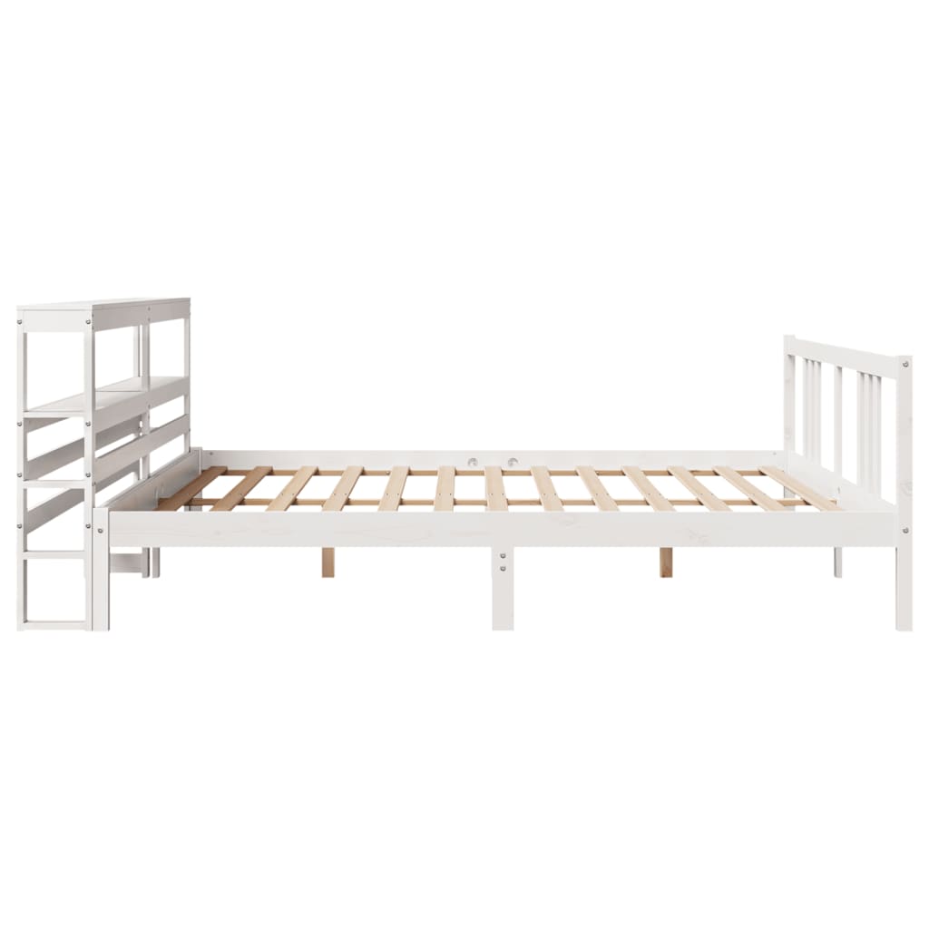 Bedframe met hoofdeinde zonder matras 200x200 cm wit is nu te koop bij PeponiXL, paradijselijk wonen!