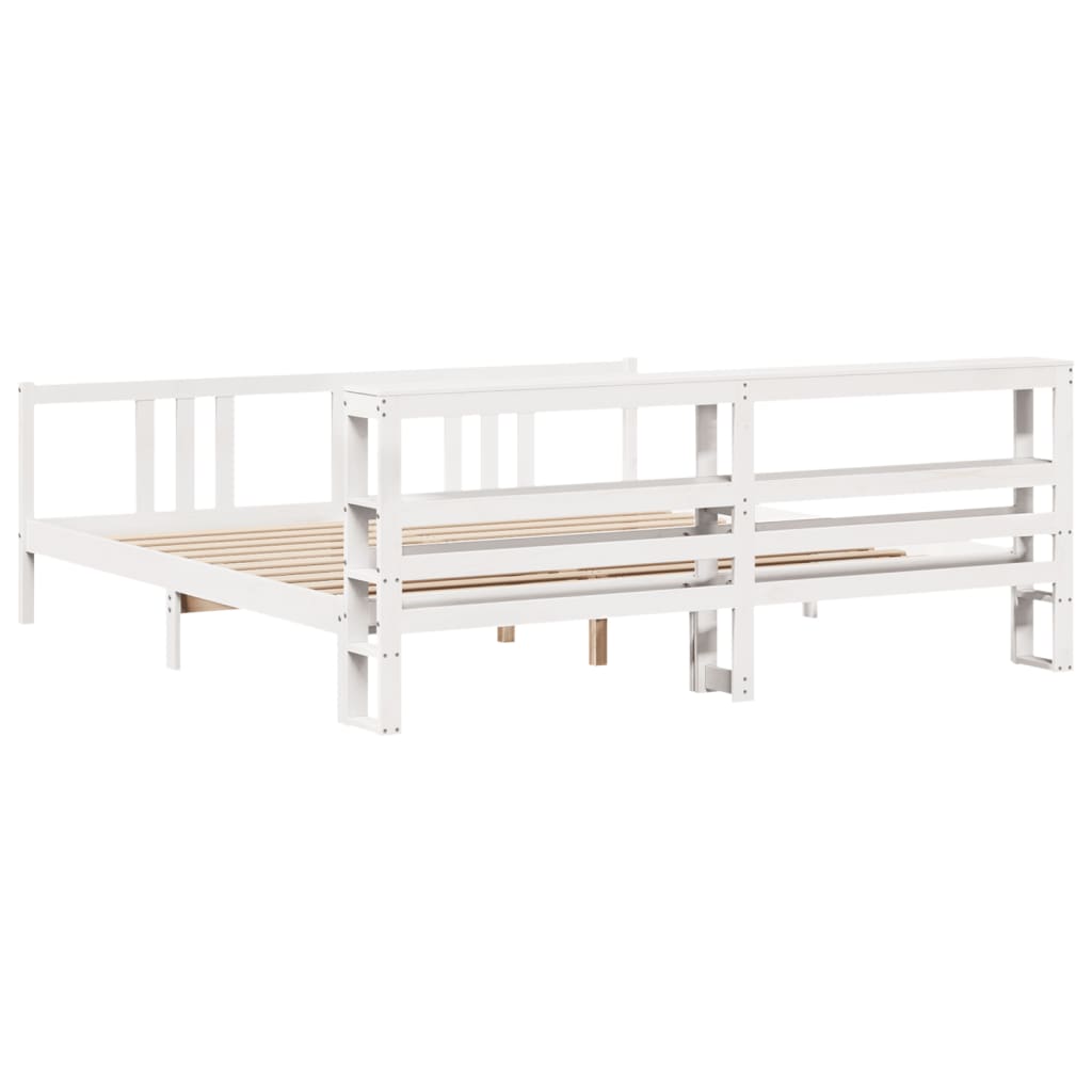 Bedframe met hoofdeinde zonder matras 200x200 cm wit is nu te koop bij PeponiXL, paradijselijk wonen!