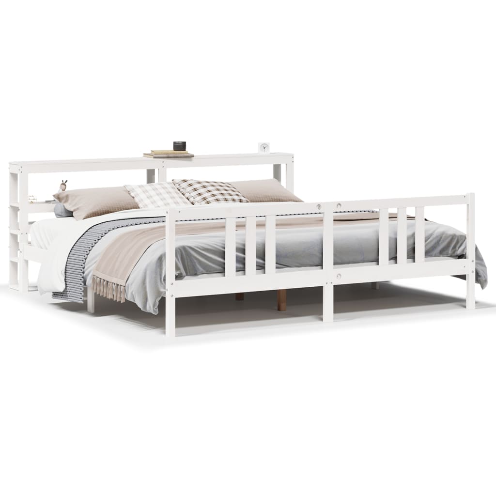 Bedframe met hoofdeinde zonder matras 200x200 cm wit is nu te koop bij PeponiXL, paradijselijk wonen!