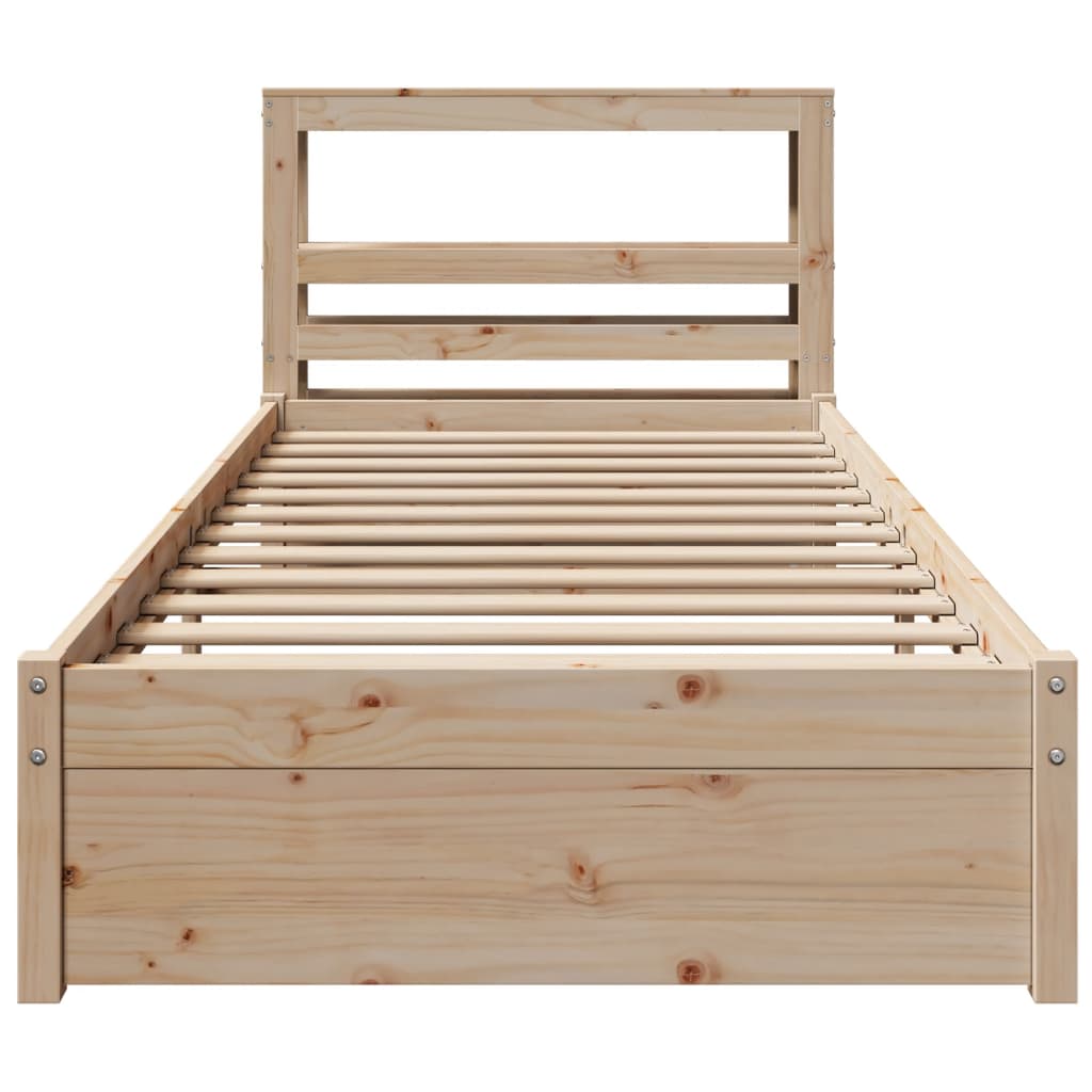 Bedframe met hoofdbord massief grenenhout 75x190 cm is nu te koop bij PeponiXL, paradijselijk wonen!