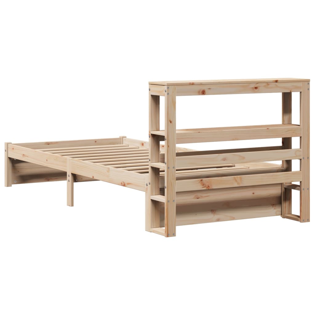 Bedframe met hoofdbord massief grenenhout 75x190 cm is nu te koop bij PeponiXL, paradijselijk wonen!