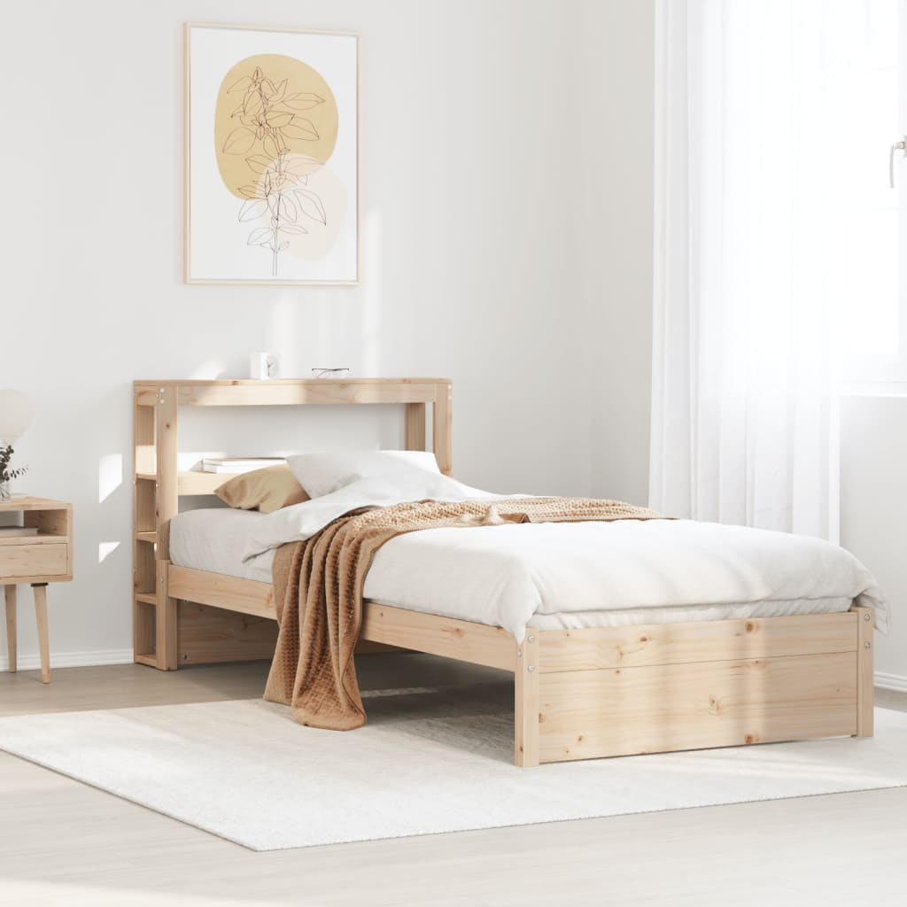 Bedframe met hoofdbord massief grenenhout 75x190 cm is nu te koop bij PeponiXL, paradijselijk wonen!