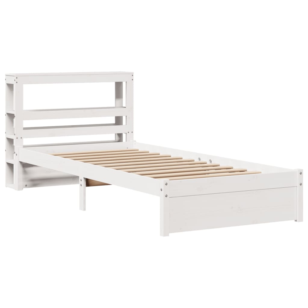 Bedframe met hoofdbord massief grenenhout wit 75x190 cm is nu te koop bij PeponiXL, paradijselijk wonen!