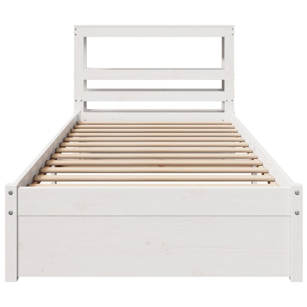 Bedframe met hoofdbord massief grenenhout wit 75x190 cm is nu te koop bij PeponiXL, paradijselijk wonen!