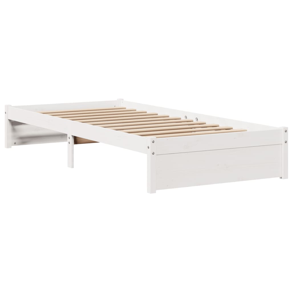 Bedframe met hoofdbord massief grenenhout wit 75x190 cm is nu te koop bij PeponiXL, paradijselijk wonen!