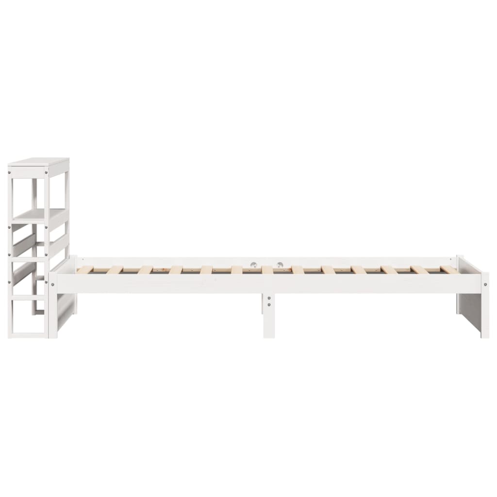 Bedframe met hoofdbord massief grenenhout wit 75x190 cm is nu te koop bij PeponiXL, paradijselijk wonen!