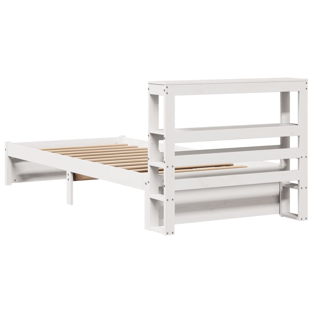 Bedframe met hoofdbord massief grenenhout wit 75x190 cm is nu te koop bij PeponiXL, paradijselijk wonen!
