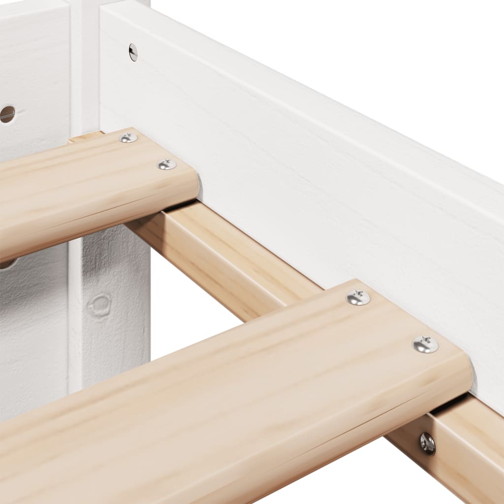 Bedframe met hoofdbord massief grenenhout wit 75x190 cm is nu te koop bij PeponiXL, paradijselijk wonen!