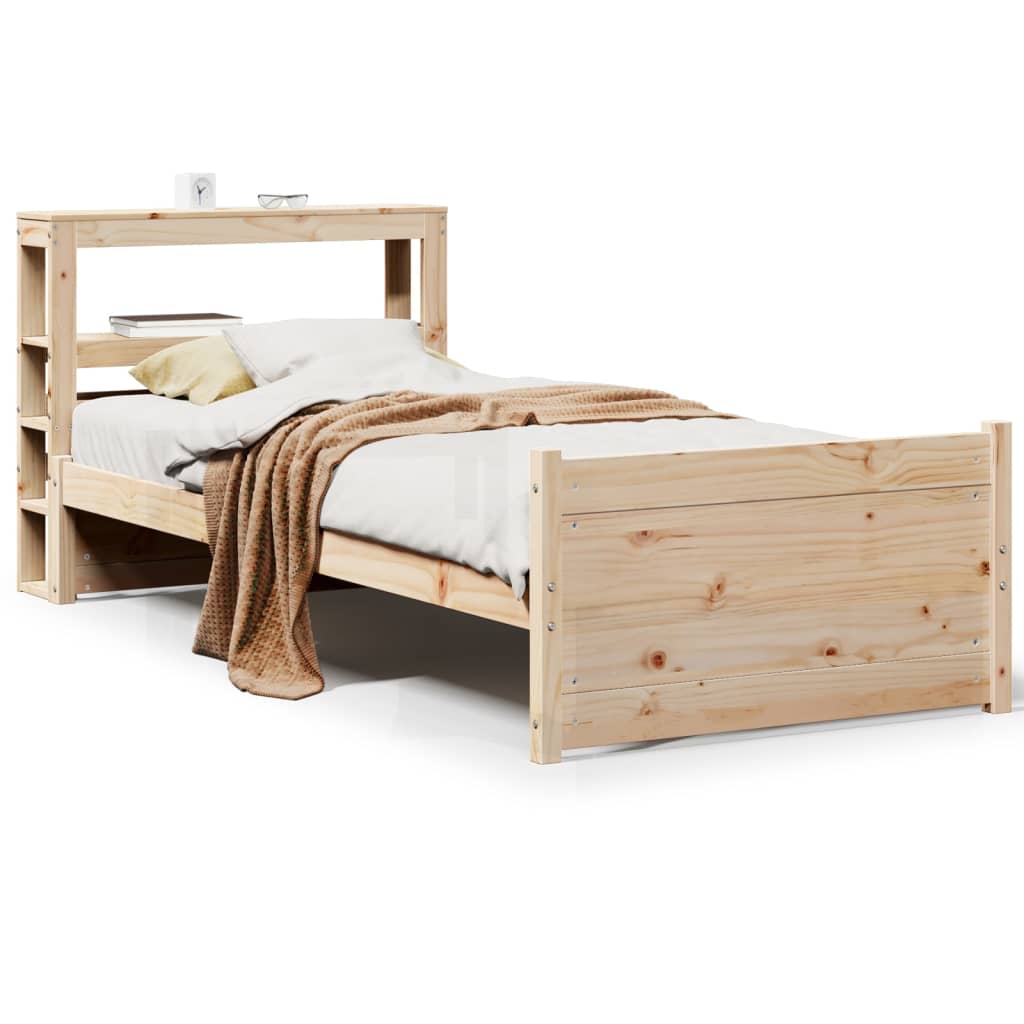 Bedframe met hoofdbord massief grenenhout 75x190 cm is nu te koop bij PeponiXL, paradijselijk wonen!