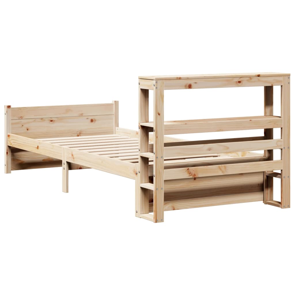 Bedframe met hoofdbord massief grenenhout 75x190 cm is nu te koop bij PeponiXL, paradijselijk wonen!