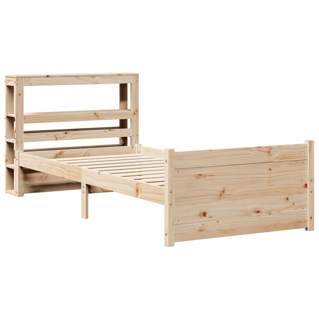 Bedframe met hoofdbord massief grenenhout 90x190 cm is nu te koop bij PeponiXL, paradijselijk wonen!