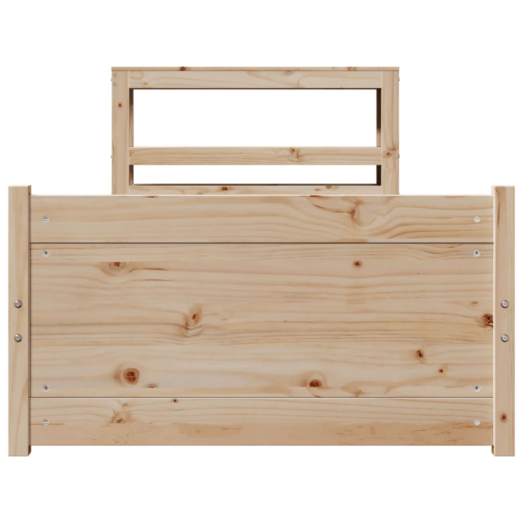 Bedframe met hoofdbord massief grenenhout 90x190 cm is nu te koop bij PeponiXL, paradijselijk wonen!