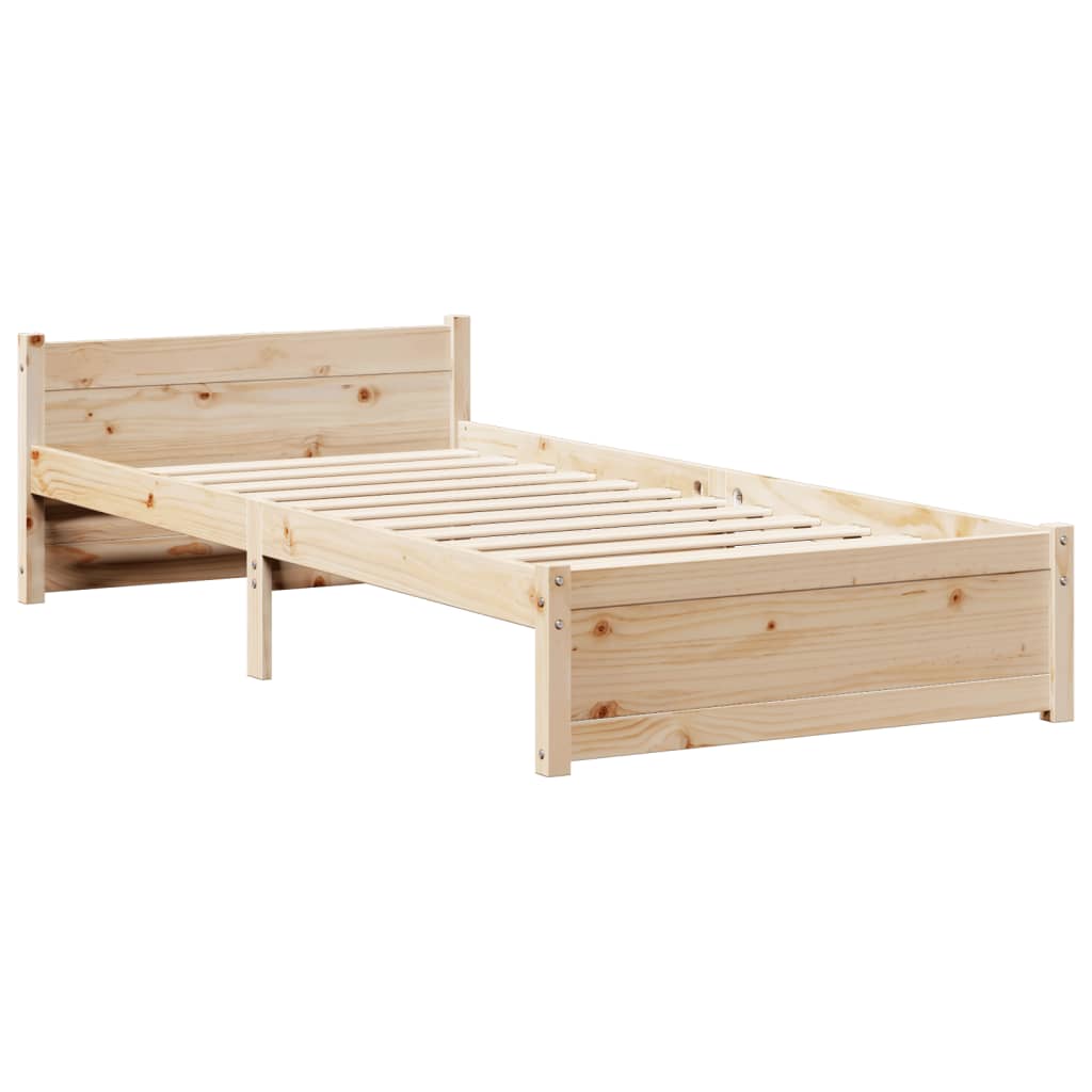 Bedframe met hoofdbord massief grenenhout 90x190 cm is nu te koop bij PeponiXL, paradijselijk wonen!