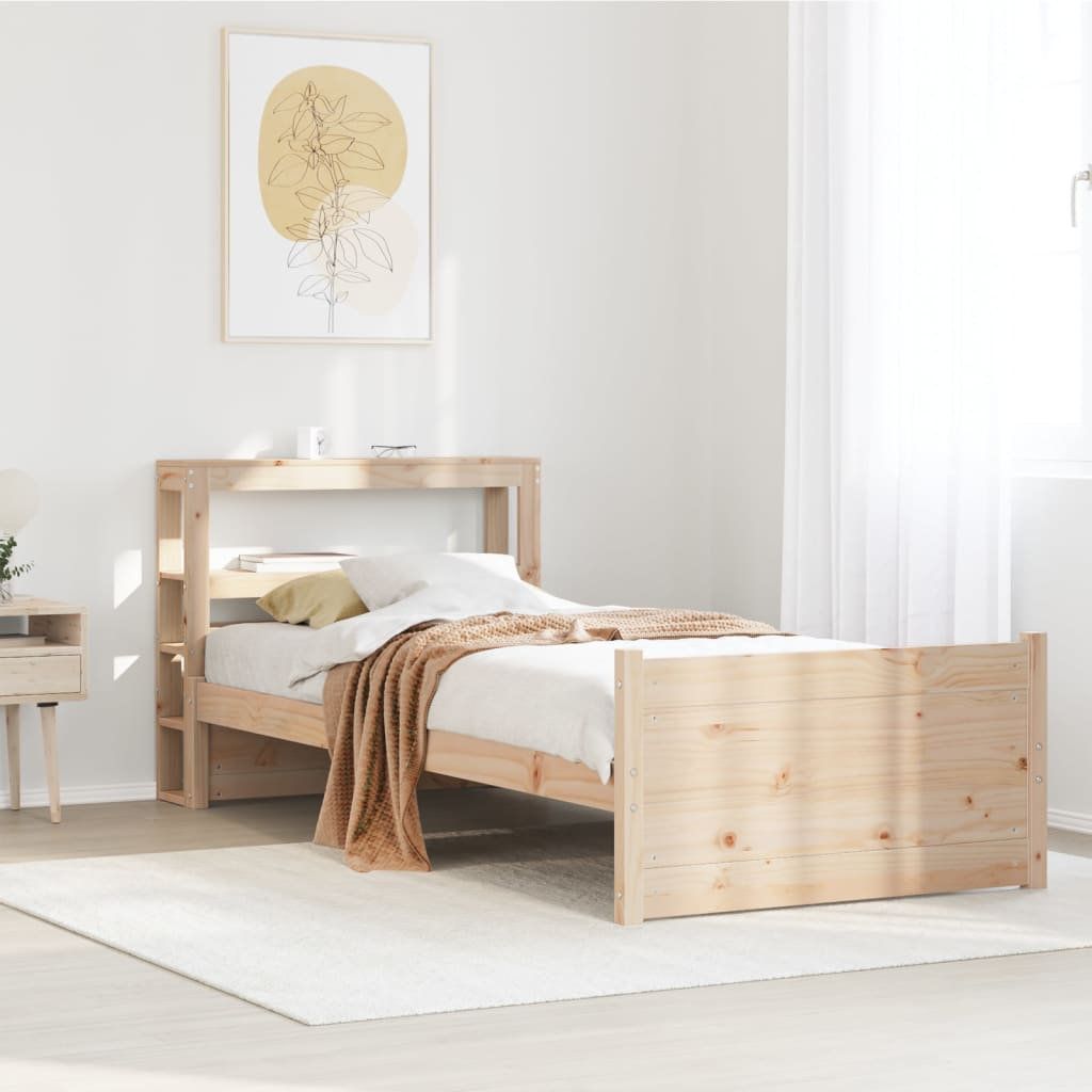 Bedframe met hoofdbord massief grenenhout 90x190 cm is nu te koop bij PeponiXL, paradijselijk wonen!