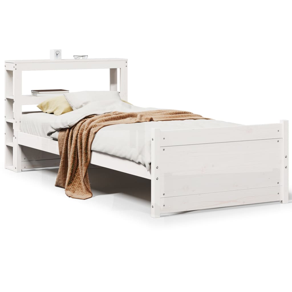 Bedframe met hoofdeinde zonder matras 90x190 cm wit is nu te koop bij PeponiXL, paradijselijk wonen!