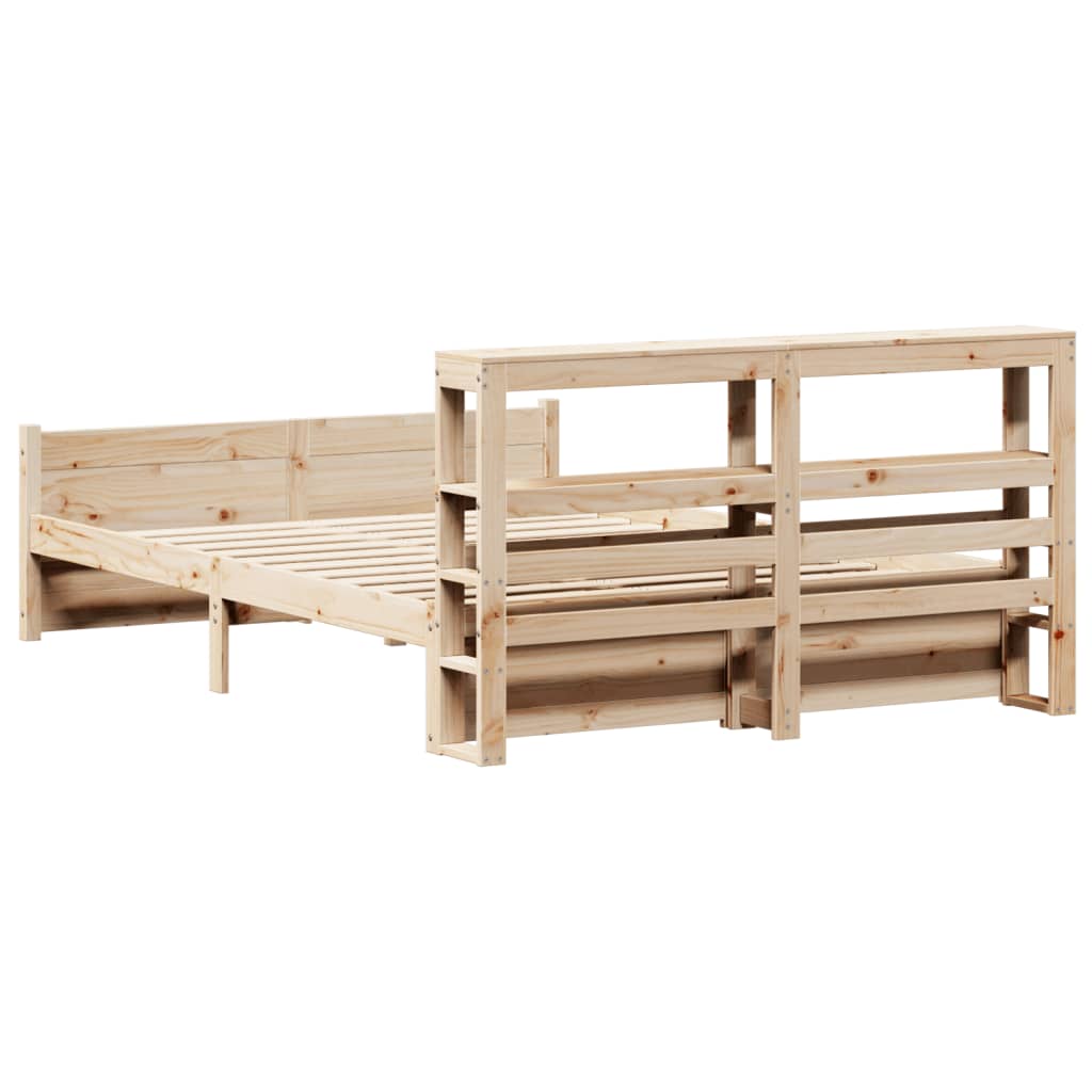Bedframe met hoofdbord massief grenenhout 140x190 cm is nu te koop bij PeponiXL, paradijselijk wonen!