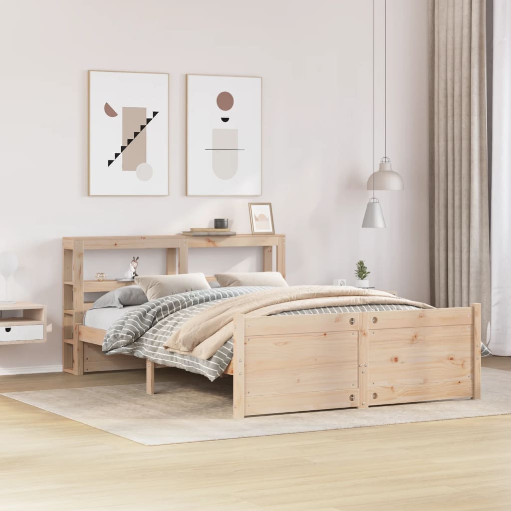 Bedframe met hoofdbord massief grenenhout 140x190 cm is nu te koop bij PeponiXL, paradijselijk wonen!
