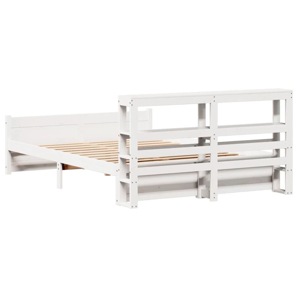 Bedframe met hoofdeinde zonder matras 120x200 cm wit is nu te koop bij PeponiXL, paradijselijk wonen!