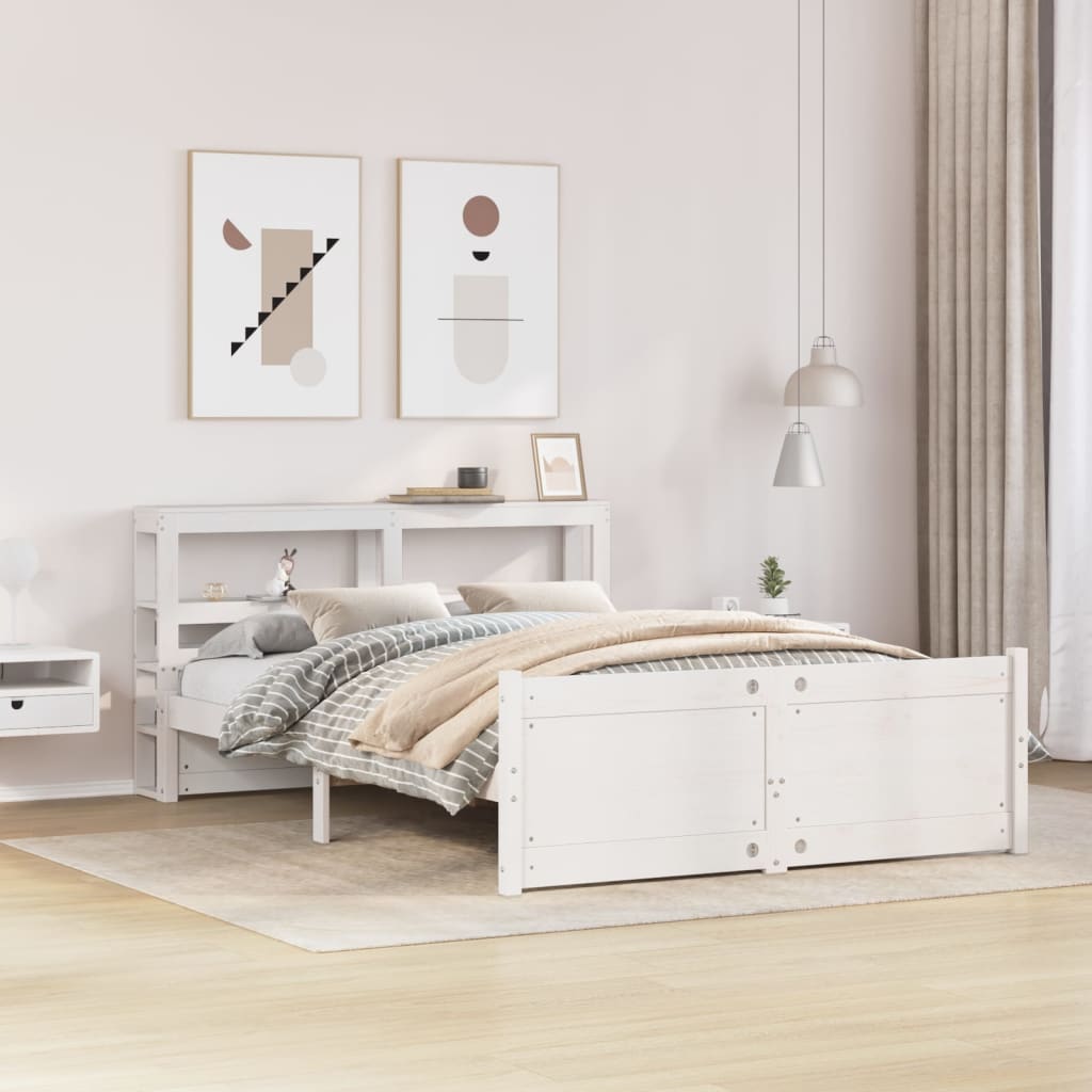 Bedframe met hoofdeinde zonder matras 120x200 cm wit is nu te koop bij PeponiXL, paradijselijk wonen!