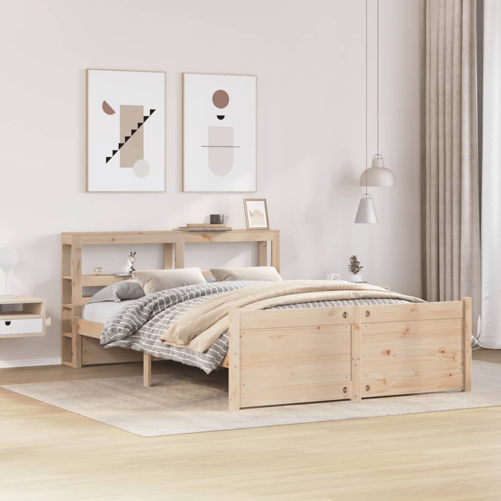 Bedframe met hoofdbord massief grenenhout 150x200 cm is nu te koop bij PeponiXL, paradijselijk wonen!