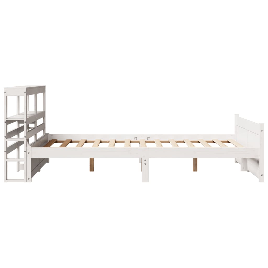 Bedframe met hoofdbord massief grenenhout wit 150x200 cm is nu te koop bij PeponiXL, paradijselijk wonen!