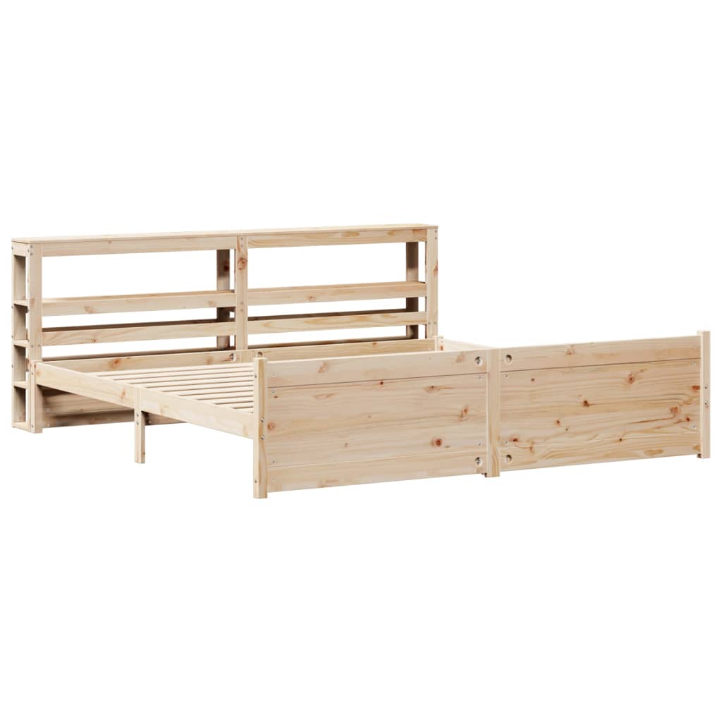 Bedframe met hoofdbord massief grenenhout 200x200 cm is nu te koop bij PeponiXL, paradijselijk wonen!