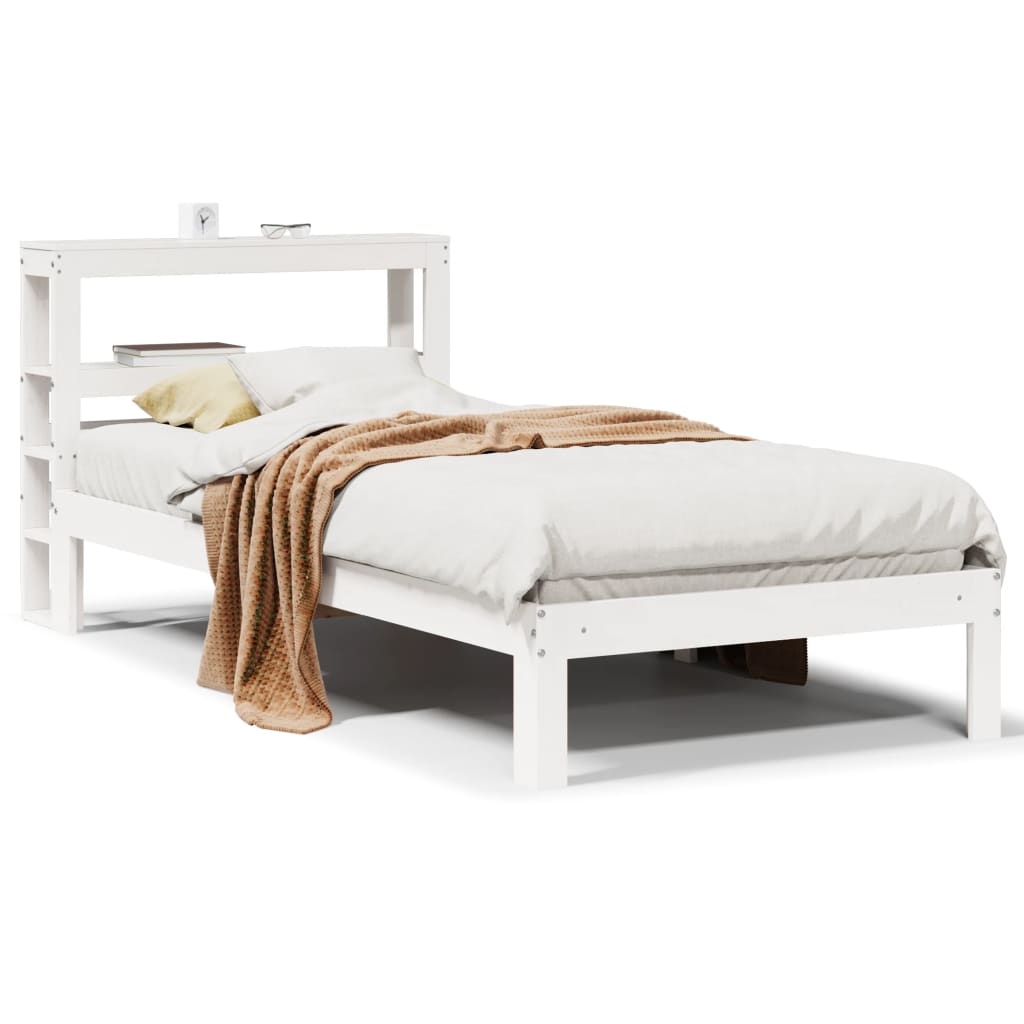 Bedframe met hoofdbord massief grenenhout wit 75x190 cm is nu te koop bij PeponiXL, paradijselijk wonen!