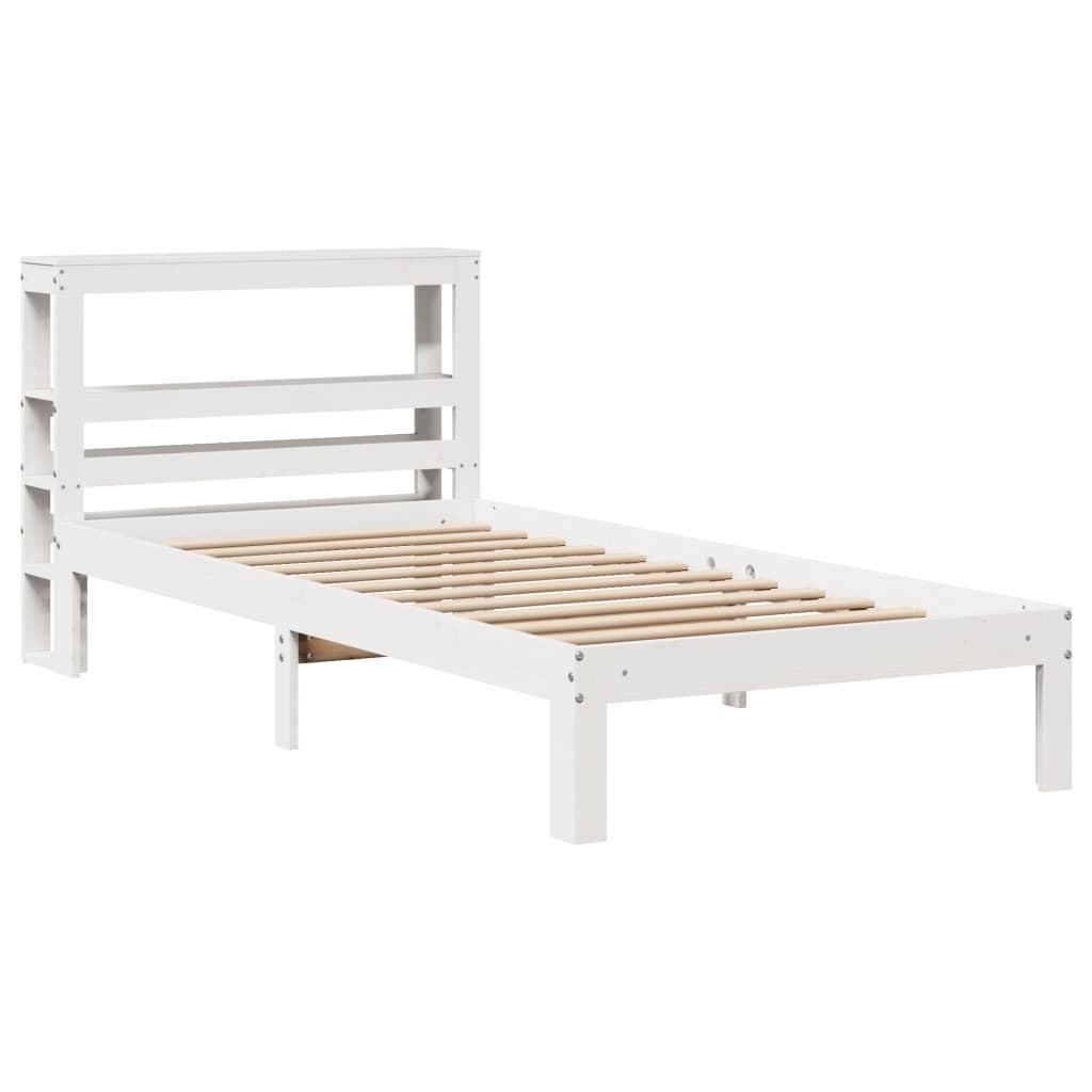 Bedframe met hoofdbord massief grenenhout wit 75x190 cm is nu te koop bij PeponiXL, paradijselijk wonen!