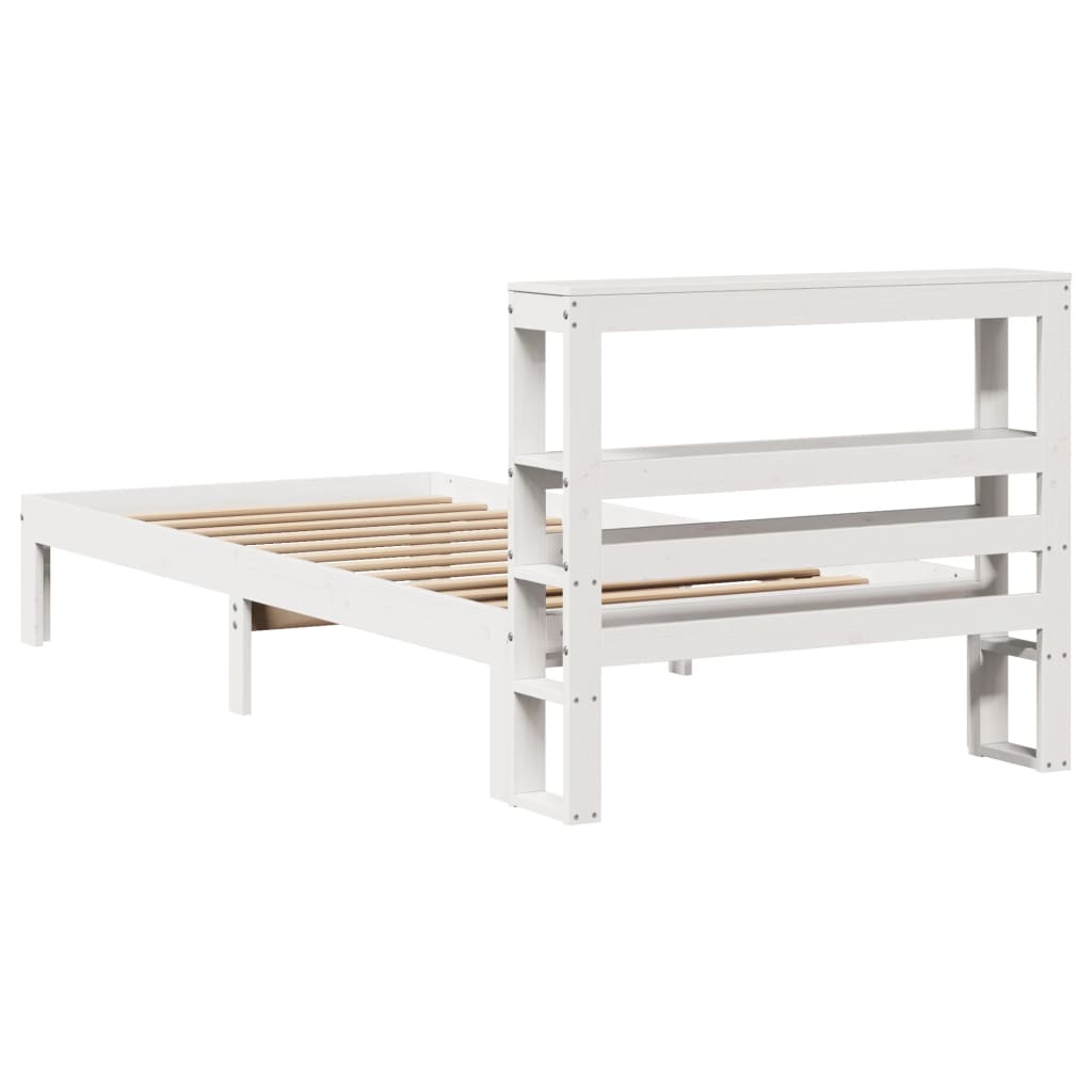Bedframe met hoofdbord massief grenenhout wit 75x190 cm is nu te koop bij PeponiXL, paradijselijk wonen!